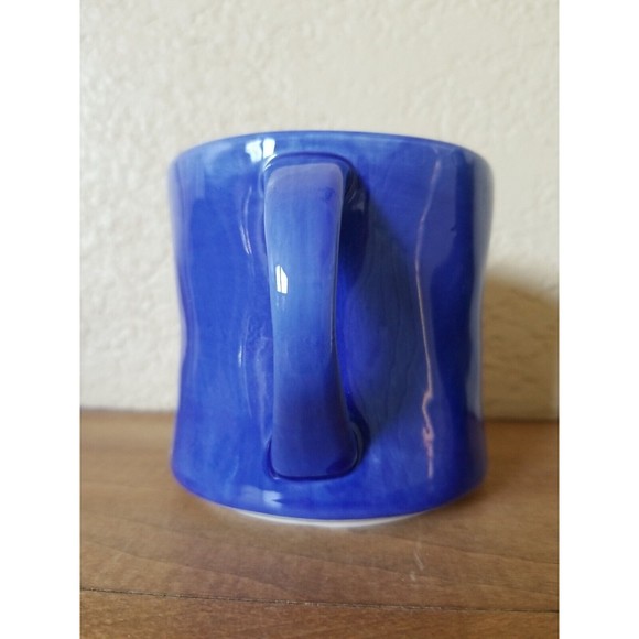 Anthropologie Hand Painted Monogram Initial Letter L Blue Coffee Cup Mug - Picture 2 of 8